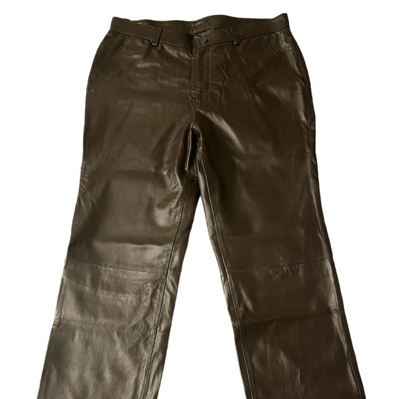 Dark Brown Lambskin Leather Trousers - Picture 3 of 8